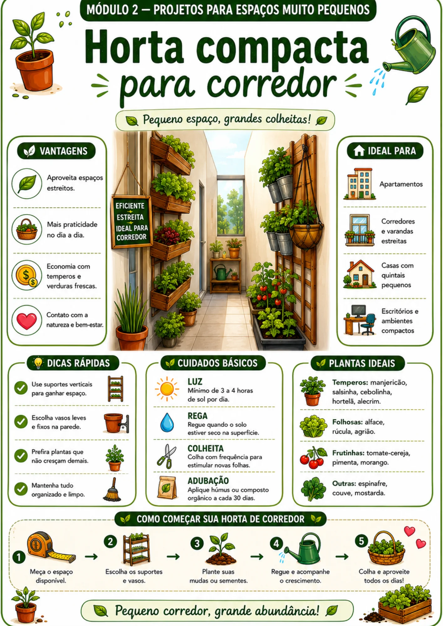 Página do guia: horta compacta para corredor