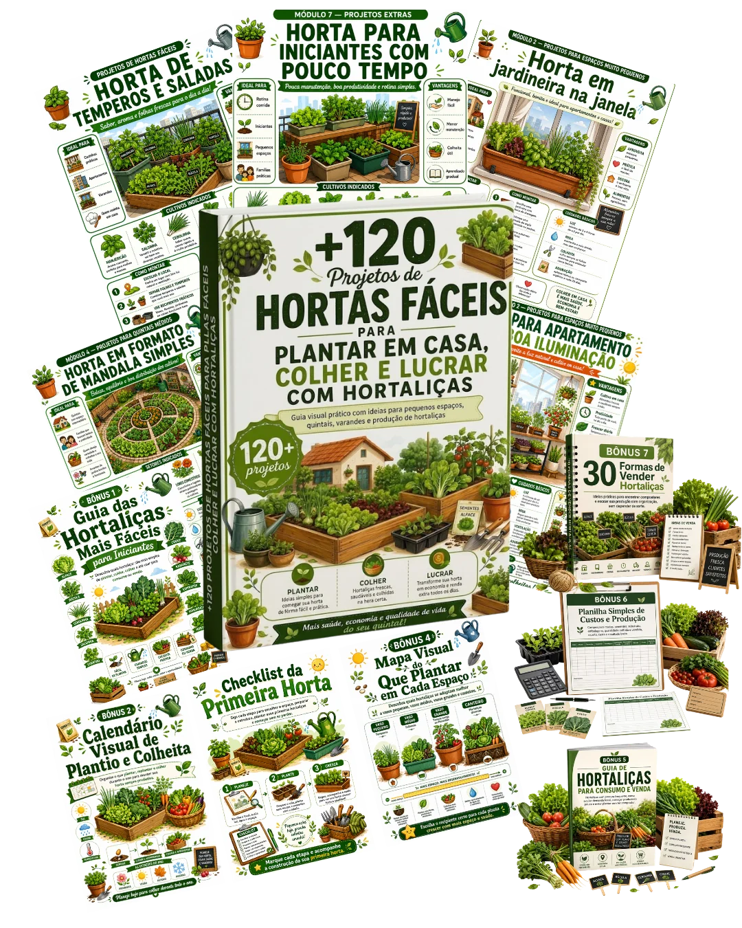 Guia +120 Projetos de Hortas Fáceis com todos os 7 bônus
