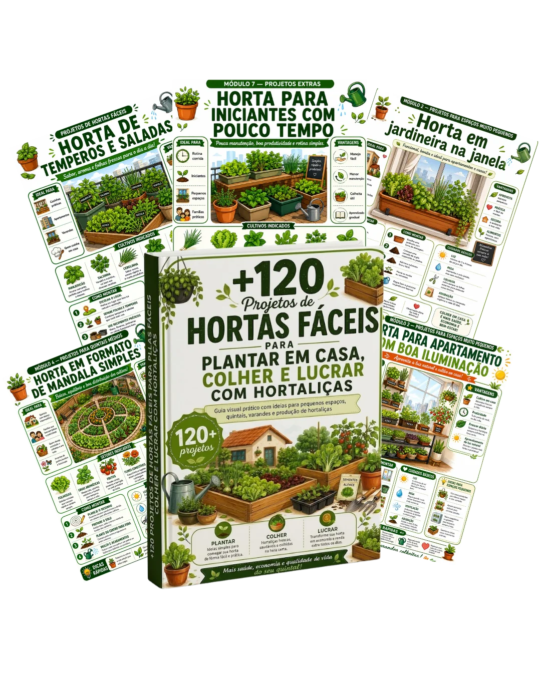 Guia +120 Projetos de Hortas Fáceis com amostras de páginas internas